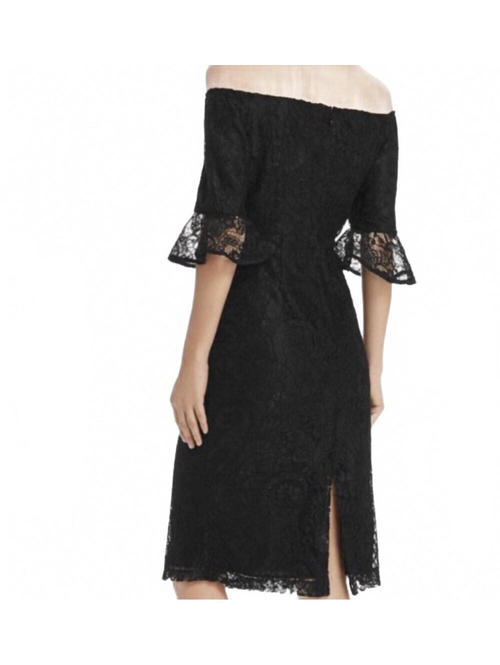 Nanette Lepore Sz 10 Black Off-Shoulder Lace Midi Dress